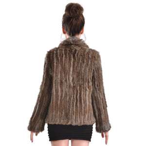 Jacket - Luxury soft rabbit fur - mid long Natural Brown