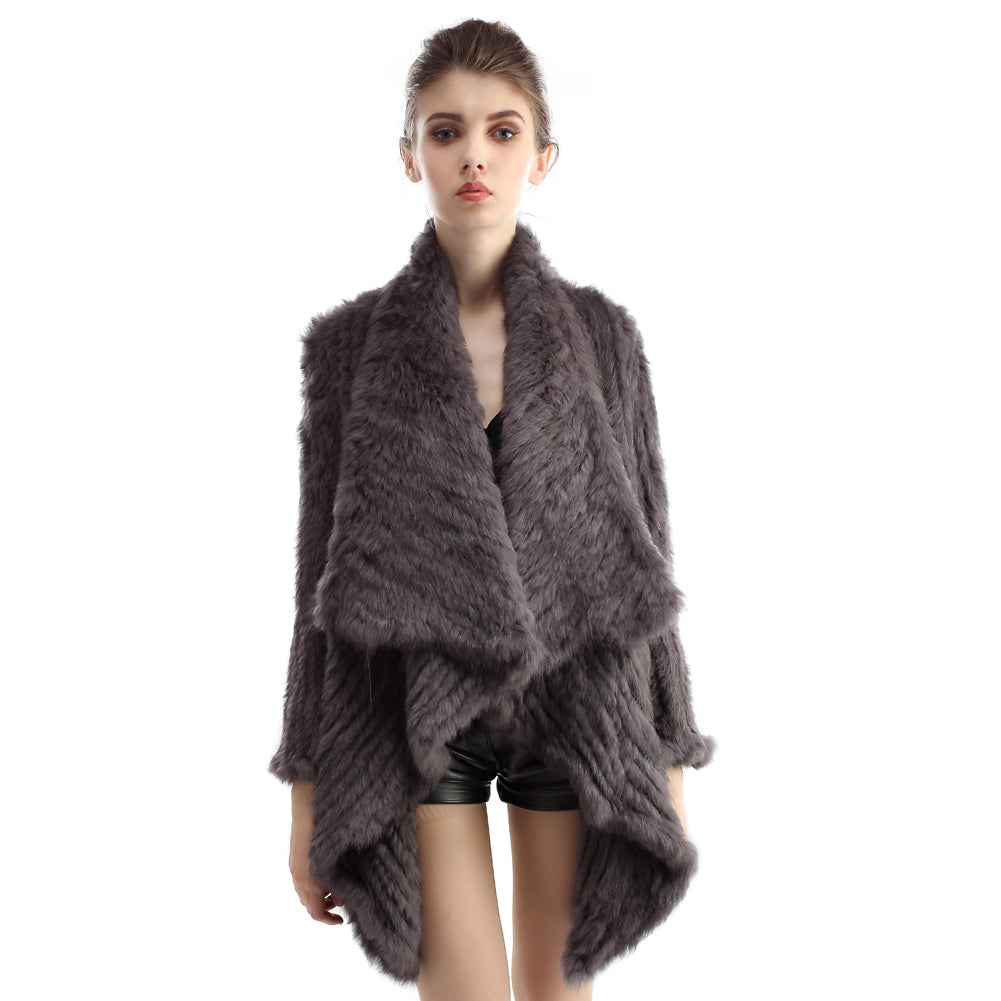 Knitted rabbit fur on sale jacket