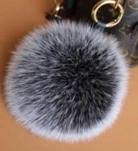 Keyrings - Fluffy Ball Keyring Black