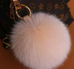 Keyrings - Fluffy Ball Keyring Soft Brown