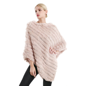 Poncho - Long Rabbit Fur - Soft pink