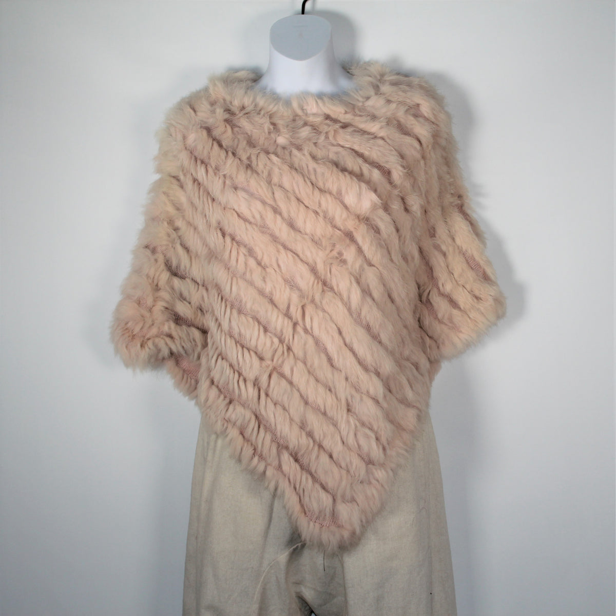 Poncho - Rabbit Fur -Soft pink – Silk Route Australia