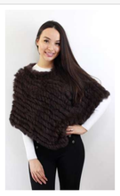 Load image into Gallery viewer, Poncho - Rabbit Fur - Black w Snow tips

