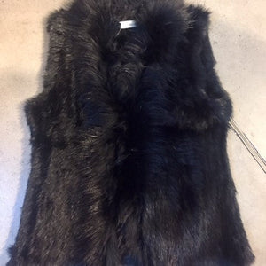 Rabbit Fur vest  -with Raccoon Front  - Beige