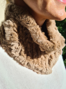 Scarf Luxury Soft Rex Rabbit short scarf with a hook and eye Soft Brown