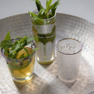 Moroccan Bomboniere Votive Tea Glass - Set of 6 (Frost Silver Swirl)