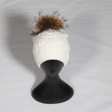 Load image into Gallery viewer, Beanie Soft Wool Blend Cable knit-Removable Pom Pom-Soft Brown
