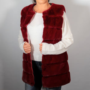 Vest-Faux Fur Long - Red