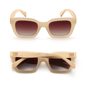 Sunglasses - Zahra -NUDE - Polarised Wooded Sunglasses with Nude Frame with Brown  Adult