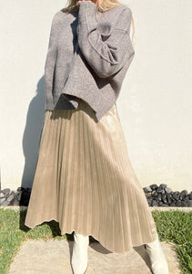 Animale - Suede metalic feel pleated skirt - Gold Leopard