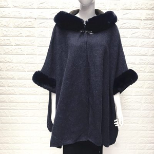 Cape Faux Fur Hood and Arms - Navy