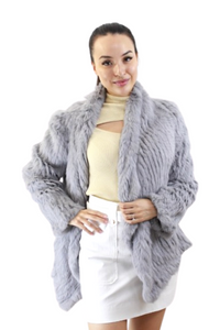 Jacket - Luxury soft rabbit fur - mid long Navy
