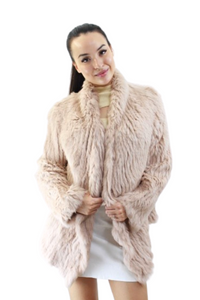 Jacket - Luxury soft rabbit fur - mid long Navy