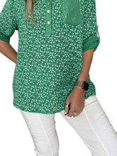 Load image into Gallery viewer, Versitile Daisy Print Shirt Gorgeous Sequin Pocket
