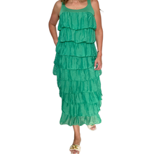Load image into Gallery viewer, Silky Simple Tiered Dress Gucci Green
