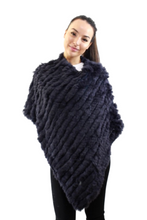Load image into Gallery viewer, Poncho - Long Rabbit Fur - Navy
