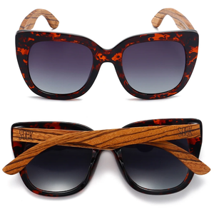 Sunglasses RIVIERA BLACK IVORY TORTOISE - Sustainable Wood Sunglasses with Brown Graduated Polarised Lens and Walnut Arms