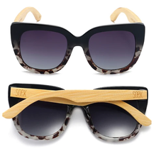 Load image into Gallery viewer, Sunglasses RIVIERA BLACK IVORY TORTOISE - Sustainable Wood Sunglasses with Brown Graduated Polarised Lens and Walnut Arms
