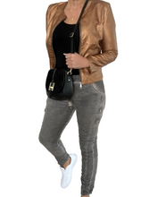Load image into Gallery viewer, Vespa - Vegan Lather Jacket - Soft and Zip up - Metalic Gold
