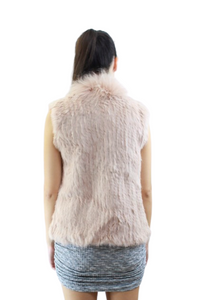 Rabbit Fur vest  -with Raccoon Front  - Beige