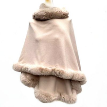 Load image into Gallery viewer, Cape - Wrap - Faux Fur Trim - Black
