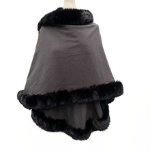 Load image into Gallery viewer, Cape - Wrap - Faux Fur Trim - Black
