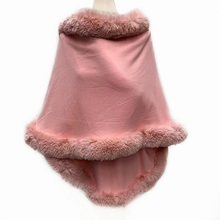 Load image into Gallery viewer, Cape - Wrap - Faux Fur Trim - Black
